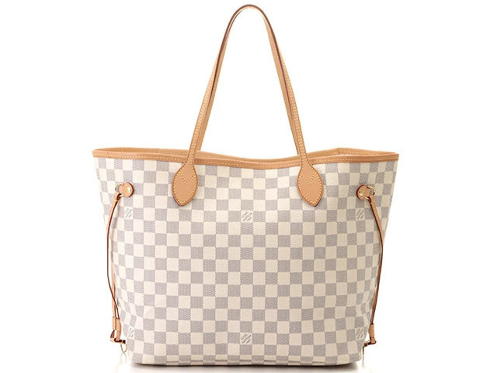 LOUIS VUITTON Neverfull Tote Bag Damier Azur White